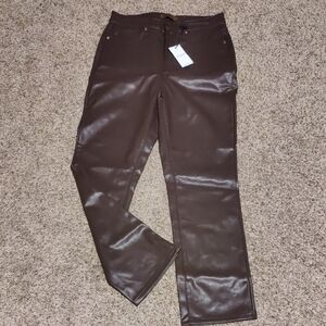 Chocolate Pleater Straight Leg By Judy Blue